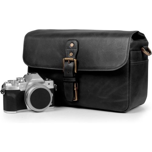  MegaGear Torres Genuine Leather Camera Messenger Bag for Mirrorless, Instant and DSLR Cameras