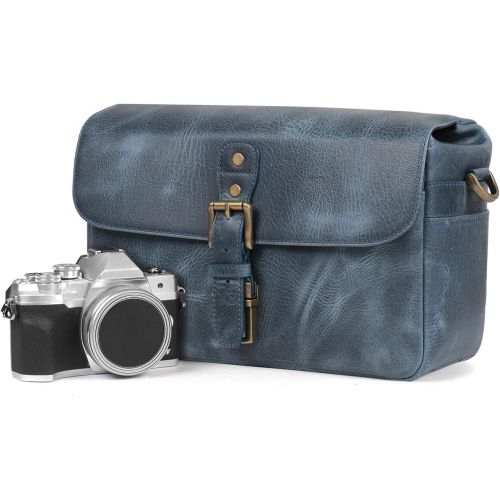  MegaGear Torres Genuine Leather Camera Messenger Bag for Mirrorless, Instant and DSLR Cameras