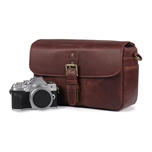  MegaGear Torres Genuine Leather Camera Messenger Bag for Mirrorless, Instant and DSLR Cameras