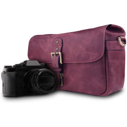  MegaGear Torres Genuine Leather Camera Messenger Bag for Mirrorless, Instant and DSLR Cameras