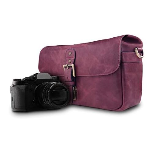  MegaGear Torres Genuine Leather Camera Messenger Bag for Mirrorless, Instant and DSLR Cameras