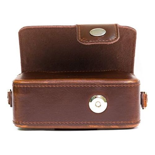  MegaGear Leather Camera Case with Strap Compatible with Canon PowerShot SX740 HS, SX730 HS, Dark Brown