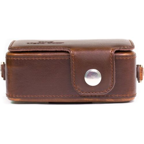  MegaGear Leather Camera Case with Strap Compatible with Canon PowerShot SX740 HS, SX730 HS, Dark Brown