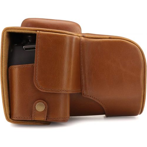  MegaGear MG1609 Ever Ready Leather Camera Case compatible with Canon EOS Rebel T7 (18-55mm), 2000D (18-55mm) - Light Brown