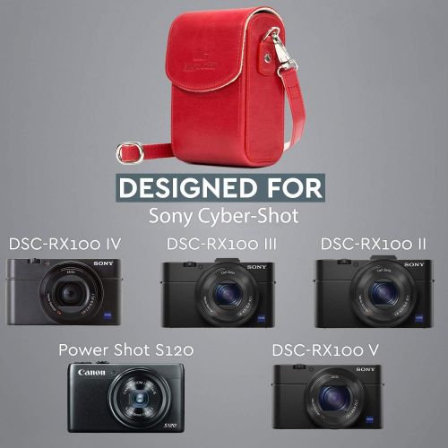  MegaGear Leather Camera Case with Strap Compatible with Sony Cyber-Shot DSC-RX100 V, DSC-RX100 IV, DSC-RX100 III, Canon PowerShot S120, Sony Cyber-Shot DSC-RX100 II