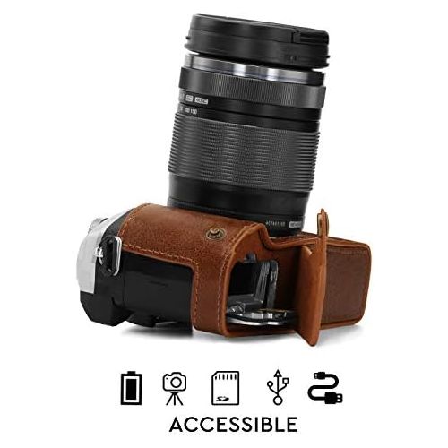  MegaGear Ever Ready Genuine Leather Camera Half Case Compatible with Olympus OM-D E-M5 Mark III