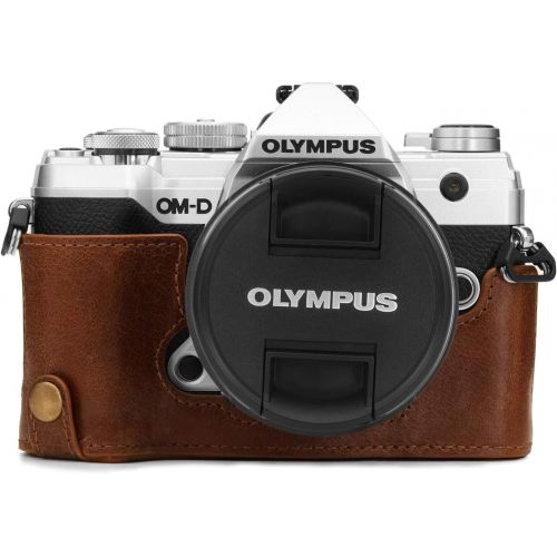  MegaGear Ever Ready Genuine Leather Camera Half Case Compatible with Olympus OM-D E-M5 Mark III