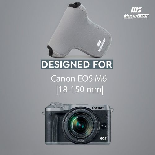  Megagear Canon EOS M6 (18-150 mm) Ultra Light Neoprene Camera Case, with Carabiner - Gray - MG1154