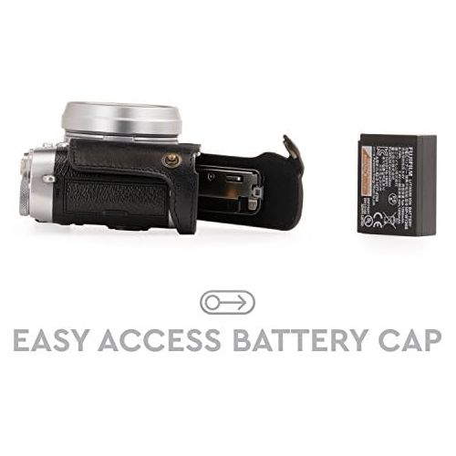  Megagear MG1281 Fujifilm X100F Ever Ready Genuine Leather Camera Half Case & Strap with Battery Access, Black