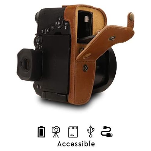  MegaGear Ever Ready Leather Camera Case Compatible with Leica V-Lux 5, Panasonic Lumix DC-FZ1000 II