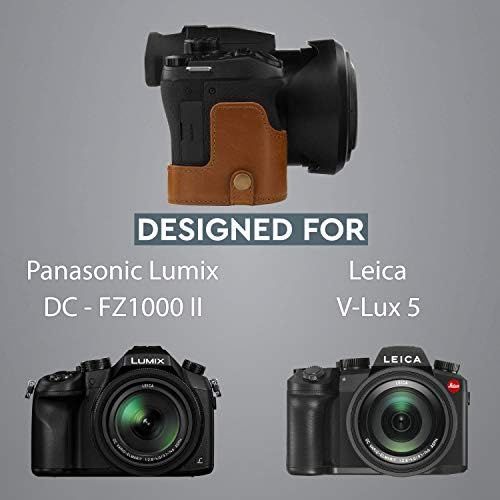  MegaGear Ever Ready Leather Camera Case Compatible with Leica V-Lux 5, Panasonic Lumix DC-FZ1000 II