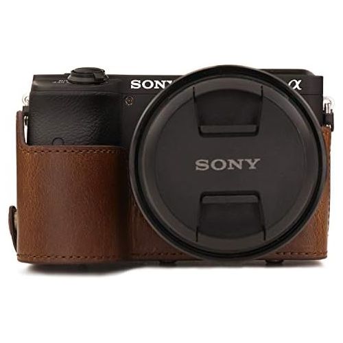  MegaGear Ever Ready Leather Camera Case Compatible with Sony Alpha A6600 (18-135mm)