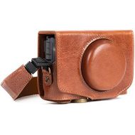 MegaGear MG1177 Canon PowerShot SX740 HS, SX730 HS Ever Ready Genuine Leather Camera Case with Strap - Dark Brown