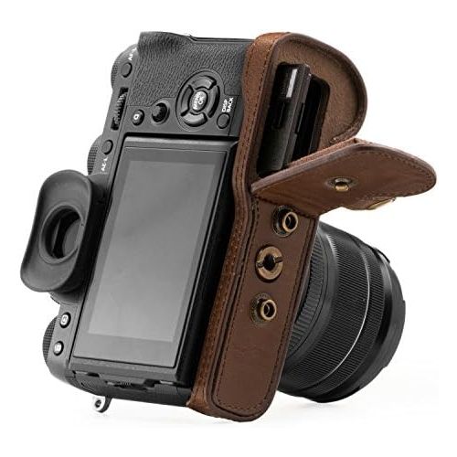  MegaGear Ever Ready Leather Camera Case and Strap Compatible with Fujifilm X-T2