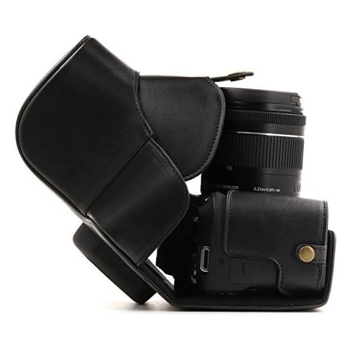  MegaGear Ever Ready Leather Camera Case Compatible with Canon EOS Rebel SL3, Kiss X10, Rebel SL2, Kiss X9 18-55mm Lens