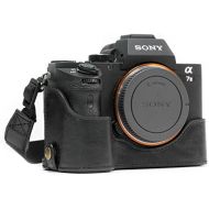 MegaGear MG1129 Sony Alpha A7S II, A7R II, A7 II Genuine Leather Camera Half Case and Strap - Black