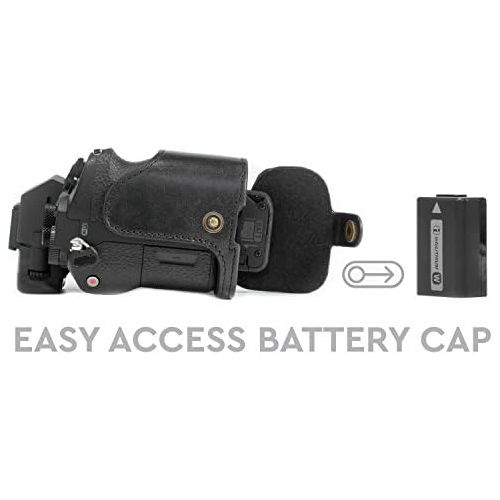  MegaGear MG1129 Sony Alpha A7S II, A7R II, A7 II Genuine Leather Camera Half Case and Strap - Black
