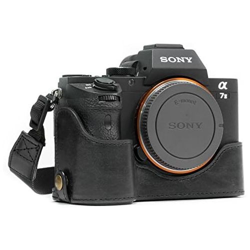 MegaGear MG1129 Sony Alpha A7S II, A7R II, A7 II Genuine Leather Camera Half Case and Strap - Black