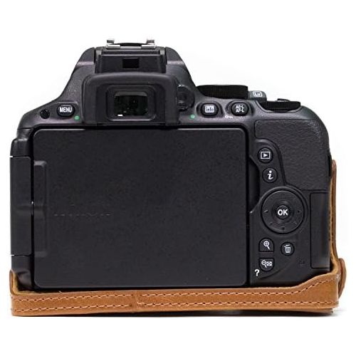  MegaGear Nikon D5600, D5500 Ever Ready Leather Camera Half Case and Strap, with Battery Access - Light Brown - MG1172