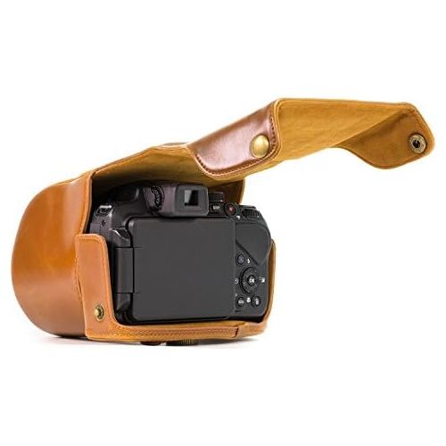  MegaGear MG999 Nikon Coolpix P610 with Zoom Lens, P530, P520 Ever Ready Leather Camera Case with Strap, Brown