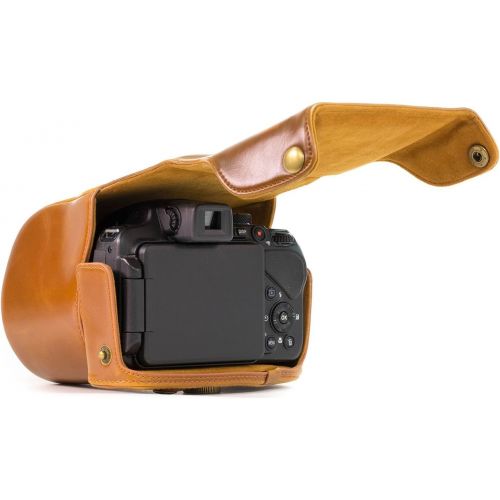  MegaGear MG999 Nikon Coolpix P610 with Zoom Lens, P530, P520 Ever Ready Leather Camera Case with Strap, Brown