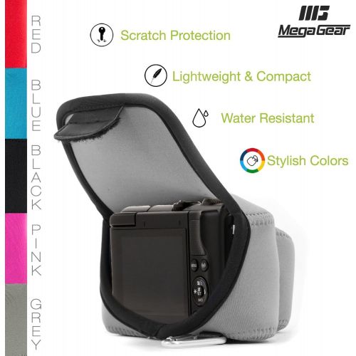  MegaGear Canon EOS M100, M200 (15-45mm) Ultra Light Neoprene Camera Case, with Carabiner - Gray - MG1323