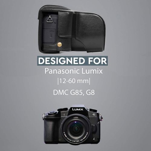  MegaGear Ever Ready Leather Camera Case Compatible with Panasonic Lumix DMC-G85, G8 (12-60mm)