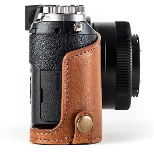  MegaGear Panasonic Lumix DMC-GX85, DMC-GX80 (12-32mm) Ever Ready Leather Camera Case and Strap, with Battery Access - Light Brown - MG1302