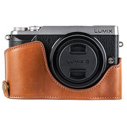  MegaGear Panasonic Lumix DMC-GX85, DMC-GX80 (12-32mm) Ever Ready Leather Camera Case and Strap, with Battery Access - Light Brown - MG1302