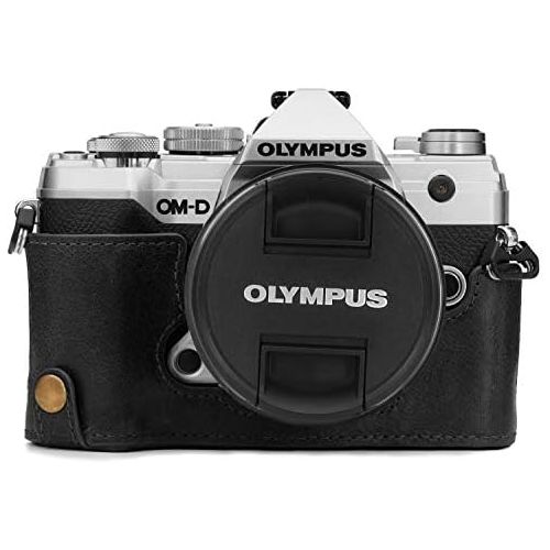  MegaGear Ever Ready Genuine Leather Camera Half Case Compatible with Olympus OM-D E-M5 Mark III