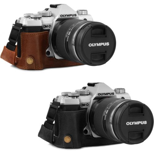  MegaGear Ever Ready Genuine Leather Camera Half Case Compatible with Olympus OM-D E-M5 Mark III