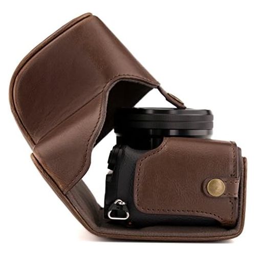  MegaGear Sony Alpha A6300, A6000 (16-50 mm) Ever Ready Leather Camera Case and Strap, with Battery Access - Dark Brown - MG985