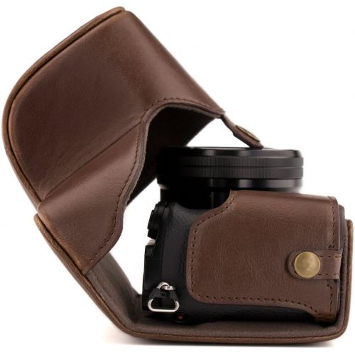  MegaGear Sony Alpha A6300, A6000 (16-50 mm) Ever Ready Leather Camera Case and Strap, with Battery Access - Dark Brown - MG985