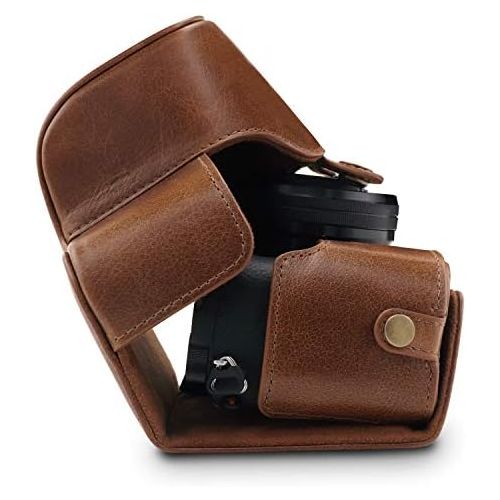  MegaGear Ever Ready Genuine Leather Camera Case Compatible with Sony Alpha A6100, A6400 (16-50mm)
