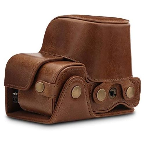  MegaGear Ever Ready Genuine Leather Camera Case Compatible with Sony Alpha A6100, A6400 (16-50mm)