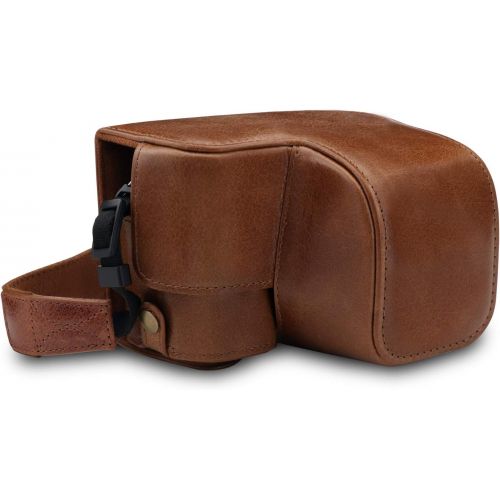  MegaGear Ever Ready Genuine Leather Camera Case Compatible with Sony Alpha A6100, A6400 (16-50mm)