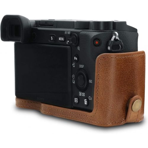  MegaGear Ever Ready Genuine Leather Camera Case Compatible with Sony Alpha A6100, A6400 (16-50mm)