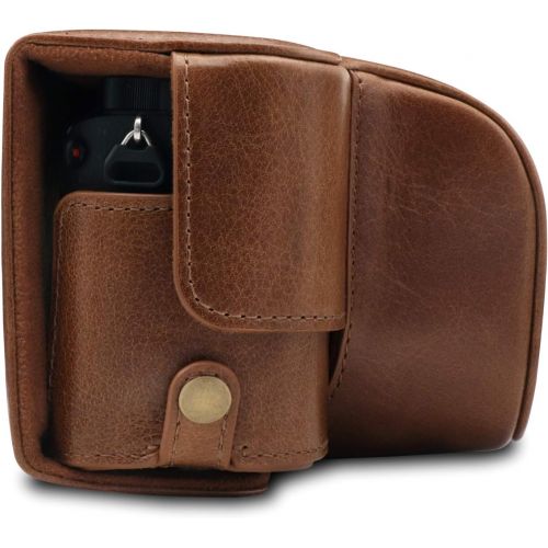  MegaGear Ever Ready Genuine Leather Camera Case Compatible with Sony Alpha A6100, A6400 (16-50mm)