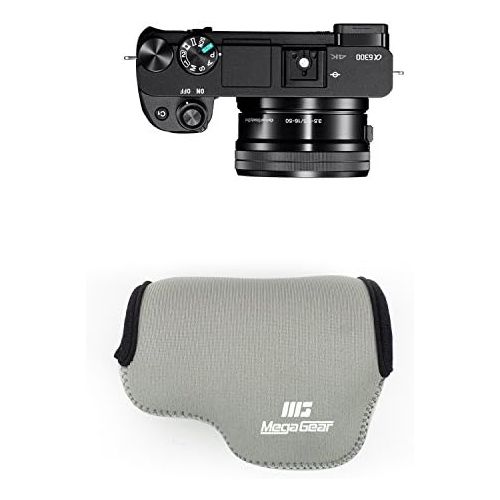  MegaGear MG064 Ultra Light Neoprene Camera Case Compatible with Sony Alpha A6400, A6500, A6300, A6000 (16-50 mm)-Gray (Model: MG065)