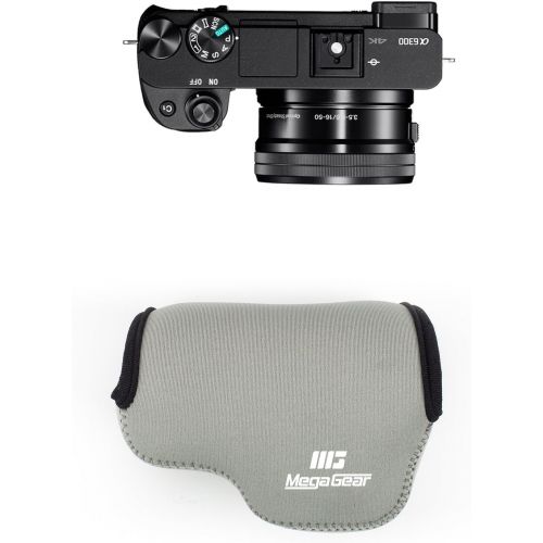  MegaGear MG064 Ultra Light Neoprene Camera Case Compatible with Sony Alpha A6400, A6500, A6300, A6000 (16-50 mm)-Gray (Model: MG065)