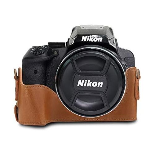  MegaGear Nikon Coolpix P900S Pu Leather Camera Case, Light Brown (MG956)