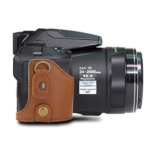  MegaGear Nikon Coolpix P900S Pu Leather Camera Case, Light Brown (MG956)