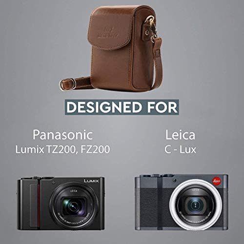  MegaGear Panasonic Lumix DC-ZS200, TZ200, Leica C-Lux Leather Camera Case with Strap - Dark Brown