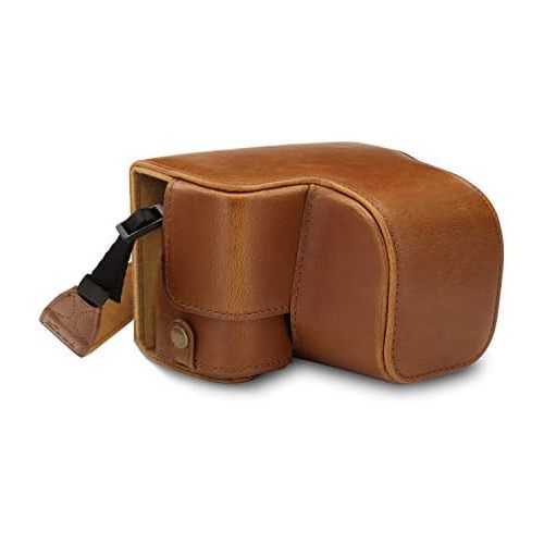  MegaGear Ever Ready Leather Camera Case Compatible with Sony Alpha A6100, A6400 (16-50mm)