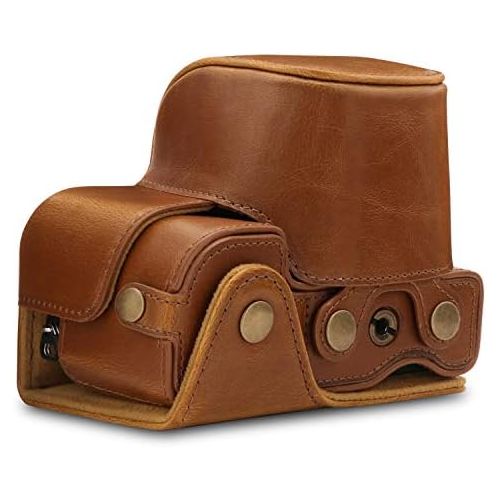  MegaGear Ever Ready Leather Camera Case Compatible with Sony Alpha A6100, A6400 (16-50mm)