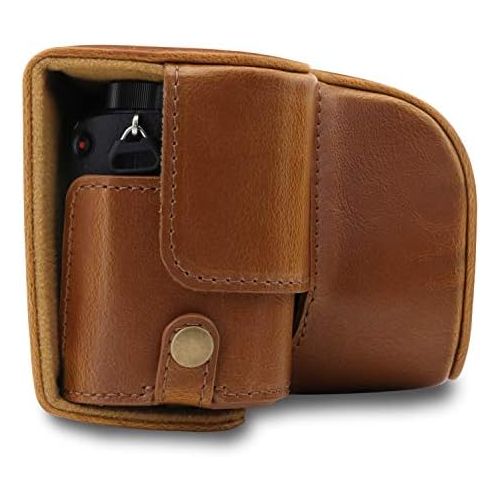  MegaGear Ever Ready Leather Camera Case Compatible with Sony Alpha A6100, A6400 (16-50mm)