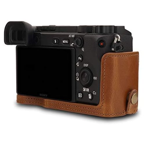  MegaGear Ever Ready Leather Camera Case Compatible with Sony Alpha A6100, A6400 (16-50mm)