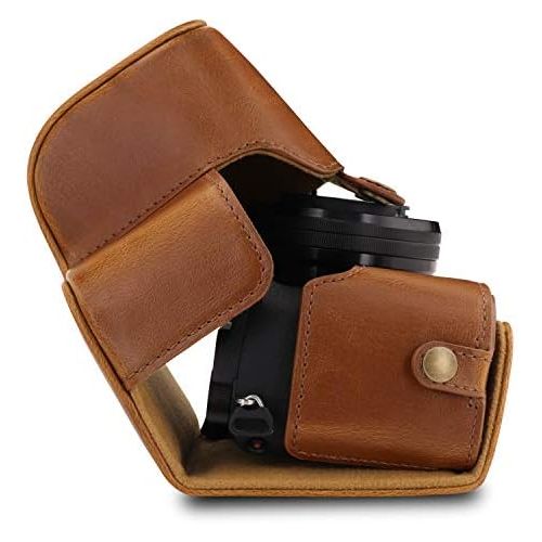  MegaGear Ever Ready Leather Camera Case Compatible with Sony Alpha A6100, A6400 (16-50mm)