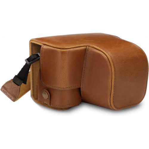  MegaGear Ever Ready Leather Camera Case Compatible with Sony Alpha A6100, A6400 (16-50mm)