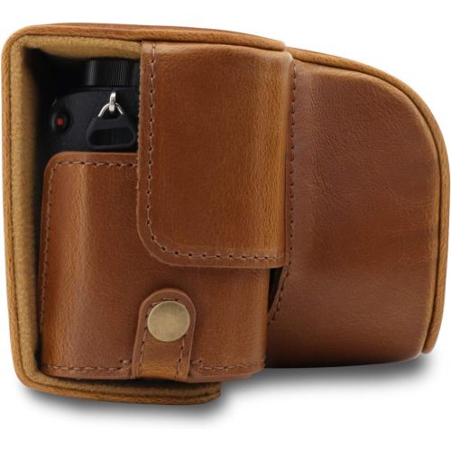  MegaGear Ever Ready Leather Camera Case Compatible with Sony Alpha A6100, A6400 (16-50mm)